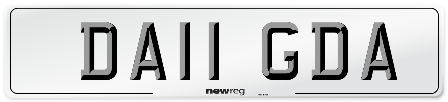 DA11 GDA Number Plate from New Reg